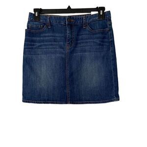 Tommy Hilfiger Blue Denim Mini Skirt Five-Pocket Zip Closure Cotton Blend Size 6